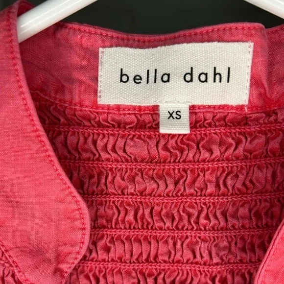 Bella Dahl Anthropologie Belted Mini Smock Dress Havana Pink Size XS Preppy Boho - Picture 6 of 11